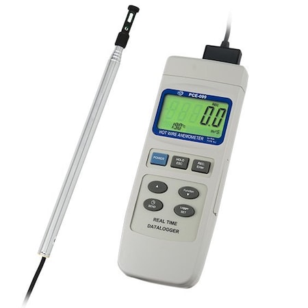 Pce Instruments Thermal Anemometer, with telescopic sensor, 32 to 122°F PCE-009
